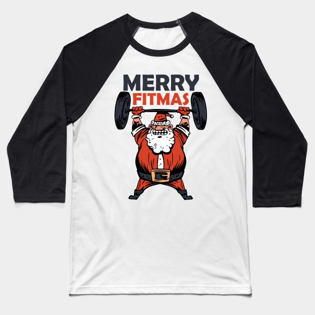 Merry Fitmas Funny Christmas Workout design Baseball T-Shirt by theodoros20